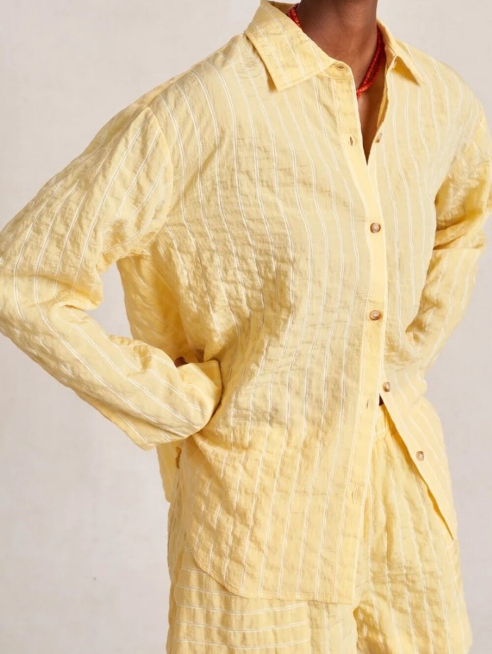 Lightweight La Ligne Yellow Striped Button-Front Women's Shirt